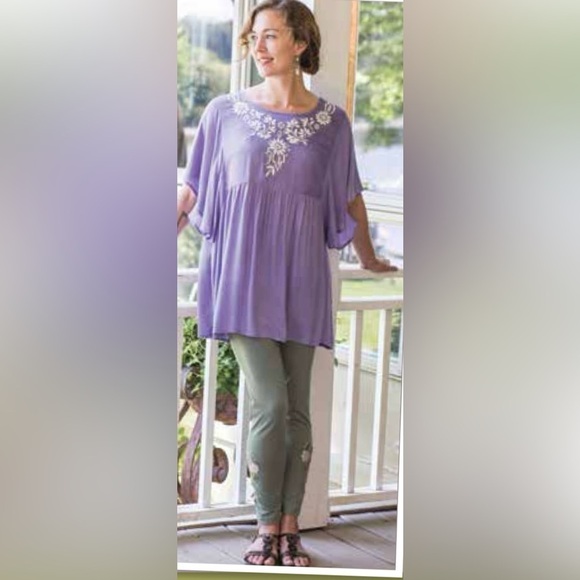 April Cornell Johanna Boho Embroidered Lavender Blouse Small - Picture 1 of 9